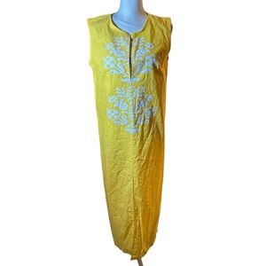 MISSLOOK Embroidered Yellow Sleeveless Maxi Dress